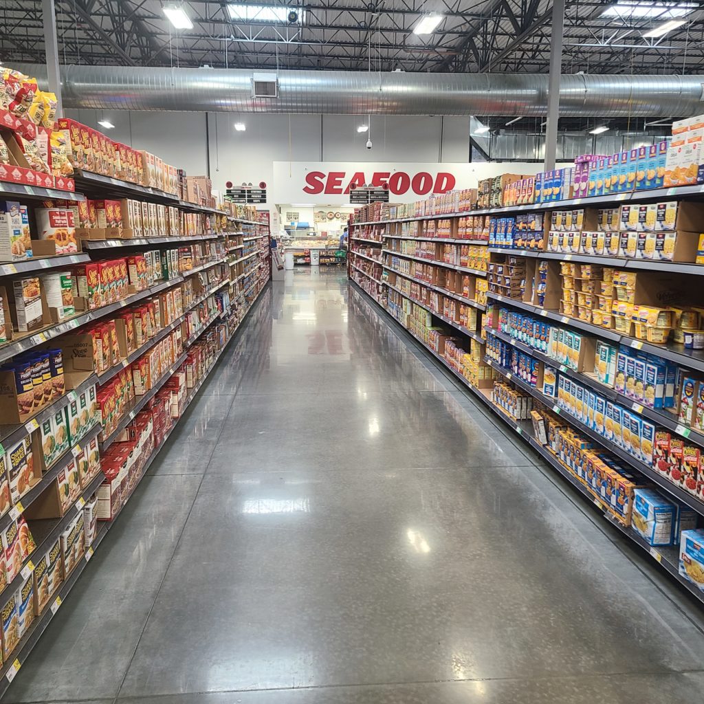 store shelves full of products